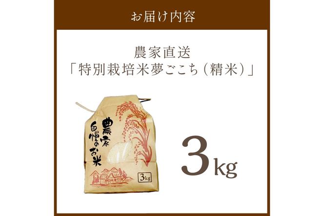 2025年産 京都・京丹後峰山 特別栽培米夢ごこち 3kg 【白米】　MF00059
