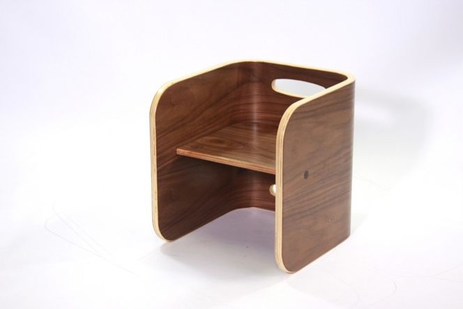 HOPPL（ホップル）　コロコロチェア チェアパッド付き （コロコロチェア：ブラックウォールナット チェアパッド：コペンブルー）