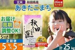 【玄米】＜令和6年産 予約＞ 《定期便5ヶ月》秋田県産 あきたこまち 5kg (5kg×1袋)×5回 5キロ お米【お届け周期調整 隔月お届けも可】|02_snk-020305s