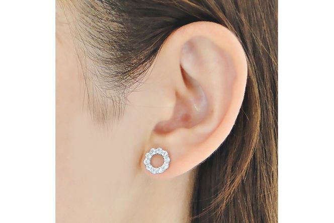 ピアス PT900 プラチナ ダイヤ 0.8ct サークル ラウンドモチーフ スタッドピアス【f208-pt】 [株式会社オーダーメイドジュエリーメイ 山梨県 韮崎市 20743775] アクセサリー アクセ ジュエリー ダイヤモンド
