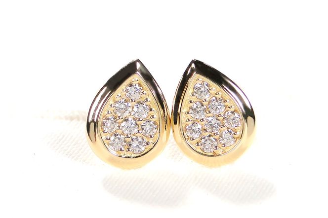 K18YG【0.32ct】ティアドロップ パヴェ ダイヤモンド ピアス CSP00071 SWAV087-b