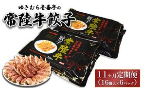 【11ヶ月定期便】ゆきむら壱番亭の常陸牛餃子16個入り×6パック 合計96個※離島への配送不可