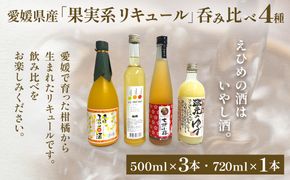 【愛媛県共通返礼品】愛媛県産「果実系リキュール」呑み比べ 4種（500ml×3・720ml×1） IKTAY003