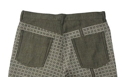 みんさー織 総手織りパンツ（楕円ヒチガーラ グレイッシュ）LLサイズ AZ-67-1