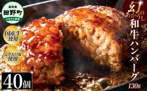 幻のあかうし和牛ハンバーグ 40個入り 1個130g 田野屋青蜂 白鯆 完全天日塩練り込み 肉 お肉 国産牛 土佐あかうし 四万十ポーク おかず 惣菜 おいしい お取り寄せ 冷凍 配送 高知県 田野町