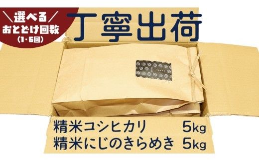 【 選べる お届け回数 】 コシヒカリ 精米 5kg ＆ にじのきらめき 精米 5kg  令和7年産 米 お米 コメ 白米 茨城県 新生活 応援 定期便 [EX009ci00]