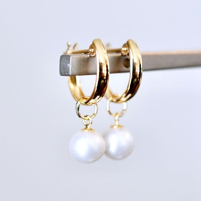 K18 18金 イエローゴールド 2WAY ピアス 地金 真珠 パール フープピアス (直径10mm) 保証書付 SMK-5249 SWAD098-pyg