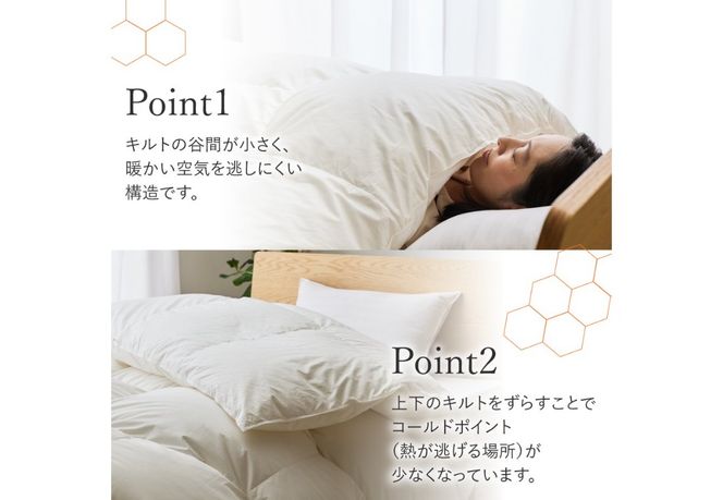 【甲州羽毛ふとん】限定品 亀甲二層式ポーランドホワイトマザーグースダウン95％ ホワイト【選べるサイズ】シングル ダブル 羽毛布団 掛け布団 本掛け プレミアムゴールド 掛けふとんカバー付 回収キット付 綿100％ 寝具 山梨 富士吉田