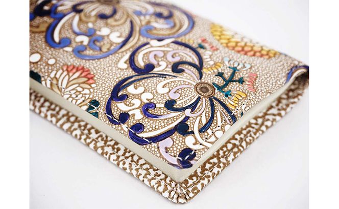 【文庫屋大関】箱まち小銭入れ　乱菊＜青紫＞【皮革工芸品】 ファッション小物 財布 民芸品 