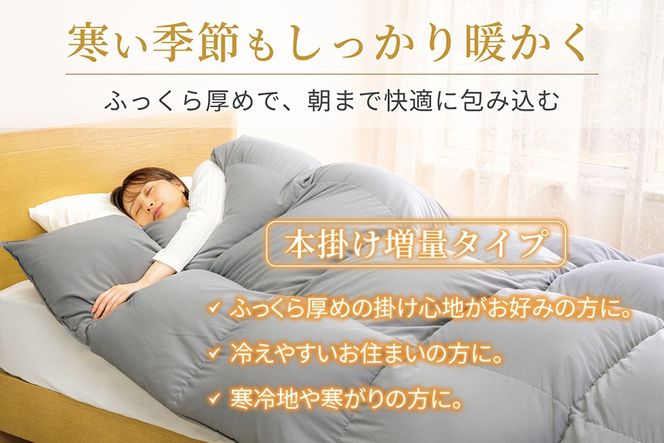 【冬用】洗える 羽毛布団 セミダブル 本掛け 増量 冬 掛け布団 ブルガリア産 ホワイトダックダウン93％ 1.4kg 400dp グレー 無地 抗菌防臭 羽毛本掛け布団 5つ星 ロイヤルゴールドラベル 抗菌防臭生地 防ダニ 羽毛 寝具 掛布団 布団 収納袋付 コインランドリー [川村羽毛 山梨県 韮崎市 20745107]