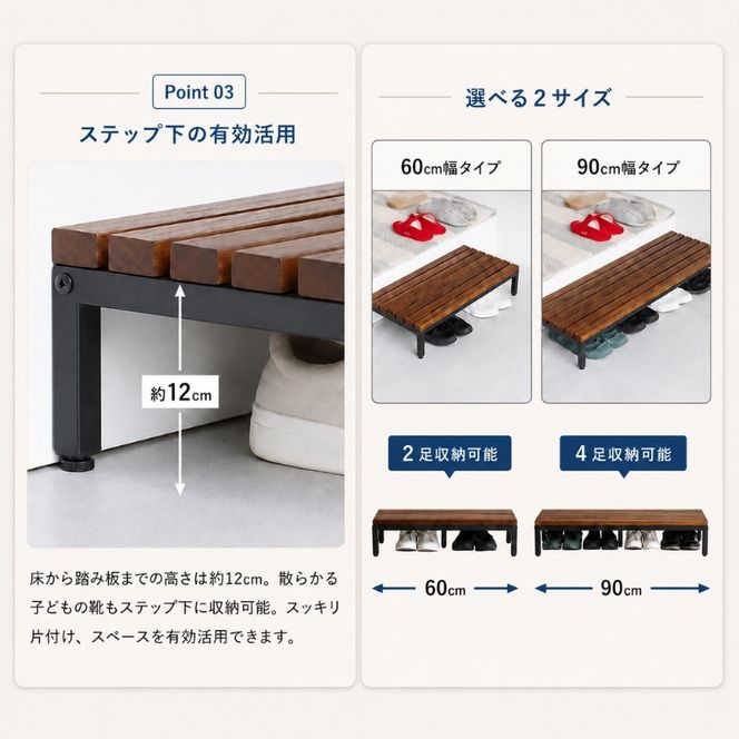 玄関 段差 踏み台 エントランスステップ 60cm ホワイト 玄関踏み台 ステップ 玄関台 市場家具 いちば イチバ ICHIBA koti