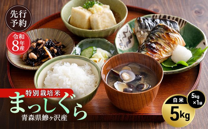 先行予約 令和8年産 特別栽培米 まっしぐら 白米 5kg [H.GREENWORK] 青森県 鰺ヶ沢産 / お米 精米 こめ おこめ ごはん 農薬5割減 安心 安全 津軽