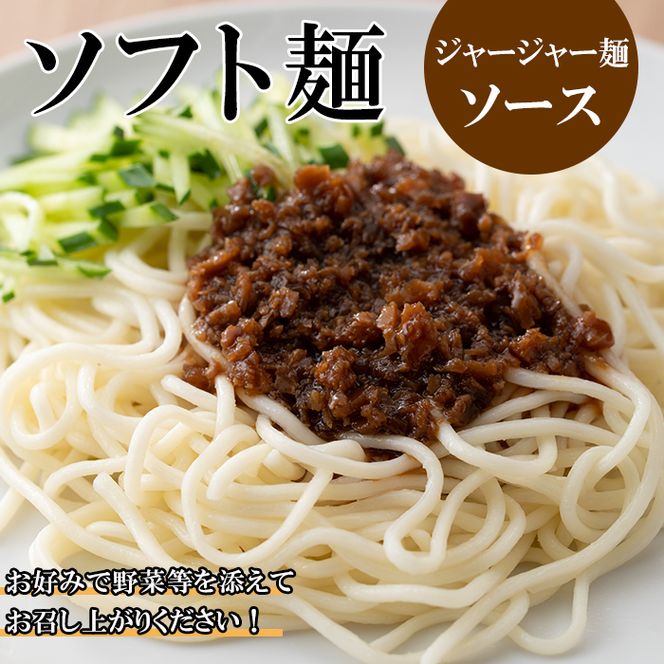 ソフト麺セット(10食分)トマト系・ジャージャー麺ソース2種(各5個)付 ソフト麺 麺 小麦 トマト ジャージャー麺 セット 給食 【福永食品】akn005-01