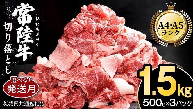 ＼選べる発送時期／ 常陸牛 切り落とし 1.5kg ( 500g × 3パック ) 牛肉 国産 牛 肉 切り落とし肉 切落し 小分け お肉 A4 A5 ブランド牛 黒毛和牛 和牛 国産黒毛和牛 国産牛 すき焼き すきやき ( 茨城県共通返礼品 ) [BM143us] 小分け