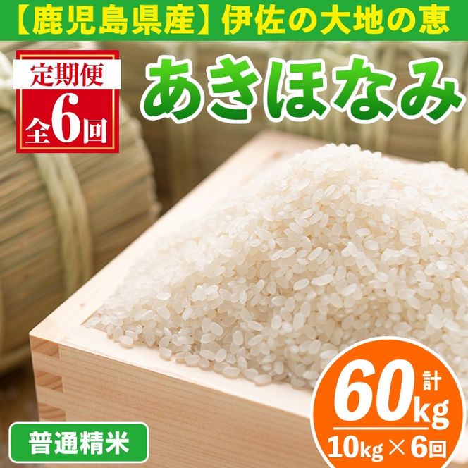 isa519-A 【定期便6回】 ＜普通精米＞令和7年産 鹿児島県伊佐産あきほなみ (合計60kg・計10kg×6ヵ月) 国産 白米 精米 伊佐米 お米 米 生産者 定期便 あきほなみ 【Farm-K】