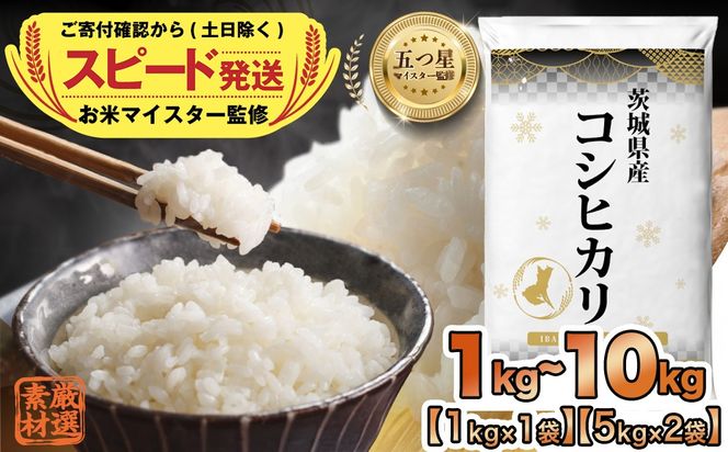 ＼ 選べる内容量 ／ 【 最短 翌日発送 】令和7年産 茨城県産 コシヒカリ 1kg 2kg 3kg 5kg 10kg 五つ星 お米マイスター 監修 こしひかり 国産 こめ コメ 米 精米 すぐ発送 人気 美味しい ランキング ふるさと納税 返礼品  [DW03-NT]