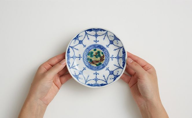 九谷焼 4.5号皿揃・吉田屋絵変り(５枚セット) a01 焼き物 民芸品 工芸品 インテリア 