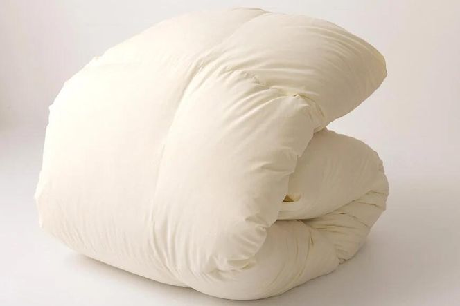 【春秋用】羽毛布団 中厚 合掛け セミダブル マザーグースダウン 95％ ポーランド産 0.9kg 100×140番手 サテン グランミュゼ (無地 アイボリー) [川村羽毛 山梨県 韮崎市 20743646] 布団