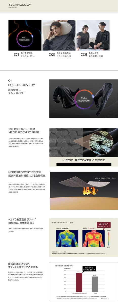 ブレインスリープ ウェア リカバリー 上下セット (ブラック・Mサイズ) リカバリーウェア スリープウェア ナイトウェア ルームウェア ユニセックス 一般医療機器 パジャマ 疲労回復 血行促進 【ブレインスリープ】akn103-02