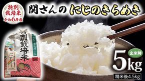 【精米日出荷】 みずほの村市場牛久店 関さんの 「 にじのきらめき 」 4.5kg ( 玄米時は 5kg ) 新鮮 米 特別栽培農産物 認定米 [AM022us]