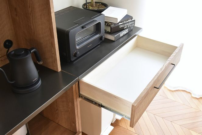 グラーデ 80 フリーカウンター BR【ブラウン 完成品 特殊鋼板 コンパクト 収納家具】(H062355)