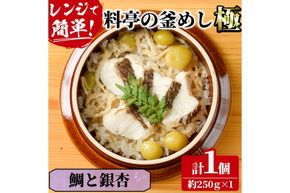 料亭の釜めし・極＜鯛と銀杏＞(約250g×1)釜飯 料亭 惣菜 時短 お取り寄せ グルメ 冷凍 レンジアップ【TW-5】【魚甚閣 常若】