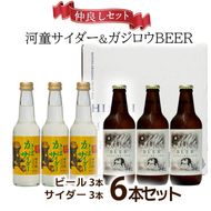 『ガジロウBEER』 と『河童サイダー』の仲良しセット(各３本合計６本セット)