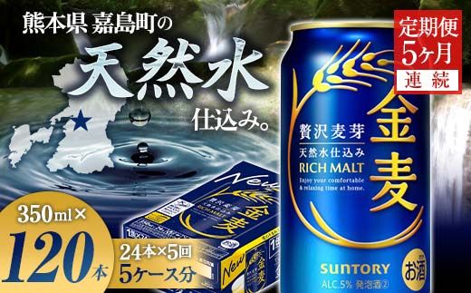 FK7-0071_【5ヶ月連続】サントリー 金麦350ml×1ケース(24本)　熊本県 嘉島町 ビール