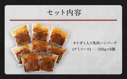 タテガミ 入り 馬肉 ハンバーグ (デミソース含む) 200g×8個