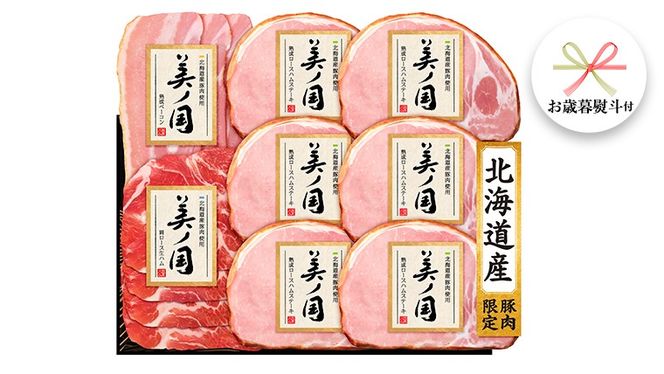 【 お歳暮 熨斗付 】 日本ハム 美ノ国 ギフトセットB 肉 にく 贈答 ギフト 詰め合わせ ハム  生ハム ロース ステーキ ベーコン [AA075ci]