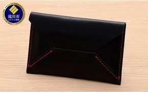牛革 レター型名刺入れ ブラック | 本革 レザー 革製品 カードケース ビジネス 男女兼用 メンズ レディース 革小物 日本製 北海道 滝川市