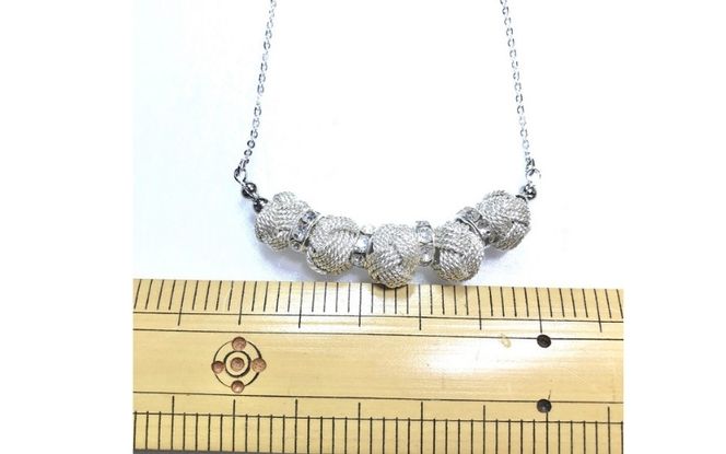 組紐ネックレスミニ小田巻5個銀 hrkz0022-2
