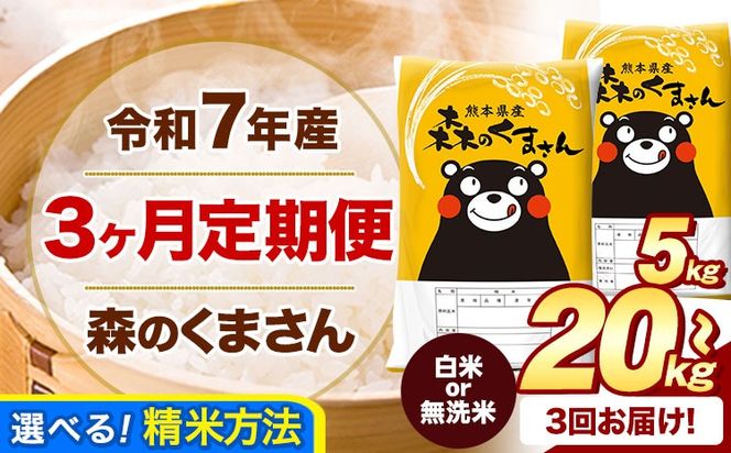 【3ヶ月定期便】令和7年産 白米 無洗米 森のくまさん 5kg 10kg  20kg《お申込み翌月から出荷》 熊本県産 白米 精米 米 こめ コメ お米 kome---mifune_lcl_1241_mo3_---