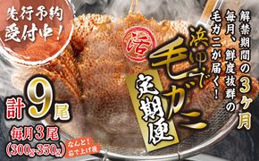＜ 2027年2月上旬より発送開始 ＞ 【 定期便 全 3回 】 北海道産 浜ゆで 毛ガニ 3尾 × 3回 （ 計 9尾 ） 毛蟹 毛がに かに味噌 カニ味噌 新鮮 旬 ボイル 浜茹で 海鮮 海産物  ＜ 予約受付 ＞