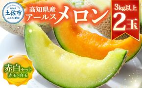 【先行予約】高級土佐アールスメロン2玉入り 〈2027年4月から配送開始〉メロン めろん 赤白セット 赤玉×白玉 3kg以上 舐瓜 果物 くだもの フルーツ デザート スイーツ おやつ 高級 常温 配送【有限会社サクセス】 [BQBA004]