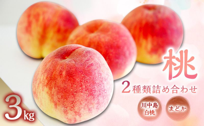 桃 2種類詰め合わせ3kg(まどか・川中島白桃) 長野県