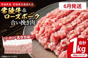 【発送時期が選べる・小分け・真空パック】 国産牛豚 合挽き肉 200g×5p (1kg) ( 茨城県共通返礼品・茨城県産 ) ブランド牛 ブランド豚 常陸牛 ローズポーク 茨城 国産 牛 牛肉 豚 豚肉 合挽肉 合い挽き肉 合いびき肉 挽き肉 挽肉 ひき肉 合挽ミンチ 合挽きミンチ ミンチ ハンバーグ 冷凍 発送時期が選べる 小分け 真空パック