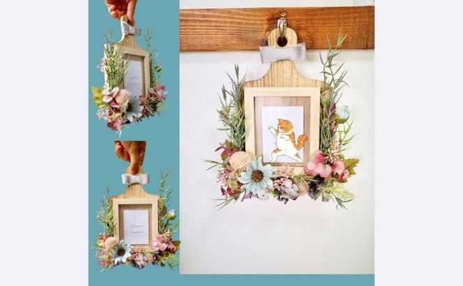 可愛くてお洒落な壁掛けフォトフレーム 造花 ドライフラワー風 アレンジ インテリア 可愛い 飾り ニュアンスカラー ナチュラル 写真 プレゼント 誕生日 雑貨 かわいい お供え 贈り物 ギフト