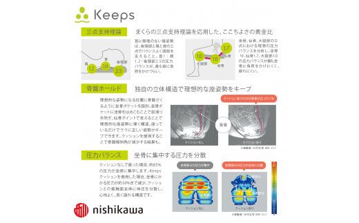 【nishikawa/西川】Keeps(キープス)クッション/ブラック【P329W】（滋賀県　近江八幡市）