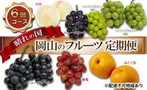 フルーツ 2026年 先行予約 晴れの国 岡山 の フルーツ 定期便 6回コース 桃 ぶどう 梨 岡山県産 国産 フルーツ 果物 ギフト マスカット 