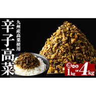 a568 《選べる内容量》九州産辛子高菜(1kg・4kg)【九州新進】姶良市 国産 九州産 たかな 漬物 漬け物 ご飯のお供 おかず おつまみ おにぎり 常温 常温保存