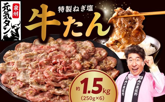G4689 ねぎ塩牛たん 総量 1.5kg【小分け 250g×6P 牛タン 牛肉 焼肉 BBQ 薄切り ぎゅうたん スライス 訳あり サイズ不揃い 】