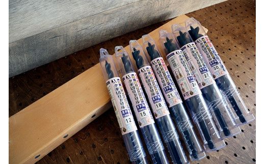 【電気の配線工事の穴あけに!!】クギ切りドリル7本+Drill　Roll Bagセット
