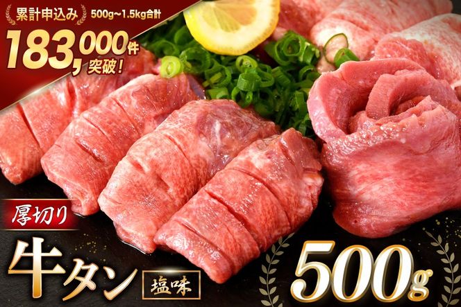 牛タン 厚切り牛タン 塩味 500g [モ～ランド 宮城県 気仙沼市 20564659] 【CF02】 肉 牛肉 精肉 牛たん 牛タン塩 牛たん塩 冷凍 焼肉 BBQ アウトドア バーベキュー 厚切り タン
