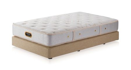 BU10クィーンベッド　ダブルクッションタイプ　ゴールデンバリュー/AA21223/ベージュBA21001　メイキングセット（羊毛ベッドパッド×1枚、サテンボックスシーツ×2枚、ディープスリープピロー5・ミドル×2個、サテンピローケース×2枚)｜マットレス ボックスシーツ 寝具セット 