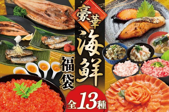 豪華 海鮮福袋 全13種 [カネダイ 宮城県 気仙沼市 20565837] 海鮮 魚介類 福袋 いくら ホタテ カニ かに ズワイガニ フカヒレ サーモン 魚介 魚 詰め合わせ 冷凍