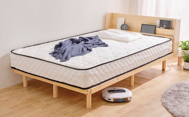 ベッド 宮付き高耐荷重すのこベッド HWBM-SD ナチュラル すのこ セミダブル すのこベッド 宮付き 宮付き高耐荷重 ベッドフレーム 収納 ヘッドボード ヘッドボード付き コンセント付き USBポート パイン材 高さ調節 高さ調整 調節 アイリスオーヤマ