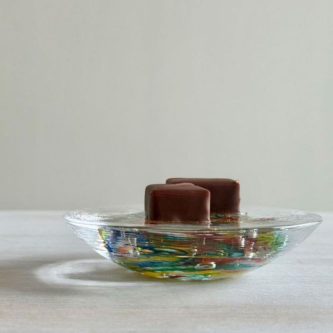 セイウン 11cm 丸小皿 2枚（泡・カラー） 食器 皿 ガラスプレート ガラス 硝子 手作り ギフト プレゼント 贈り物 九十九里町 千葉