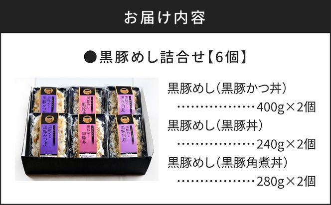 【かごしま黒豚 六白亭】黒豚めし詰合せ 6個　K163-004