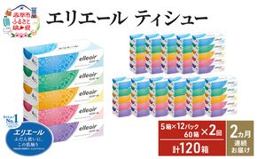 【2ヵ月連続お届け・計120箱】エリエール ティシュー 180組5箱 12パック ティッシュペーパー 箱ティッシュ ボックスティッシュ 紙 まとめ買い 防災 常備品 備蓄品 消耗品 日用品 生活必需品 送料無料 赤平市